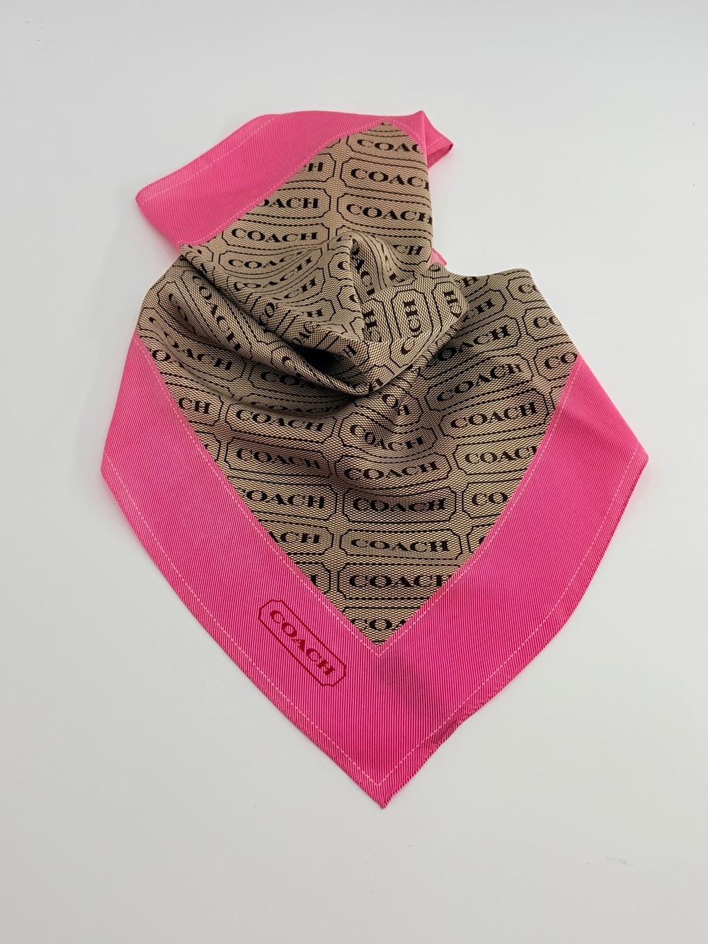 NWOT Vintage Coach Heritage Lozenge Logo Silk Square Scarf / Bandana